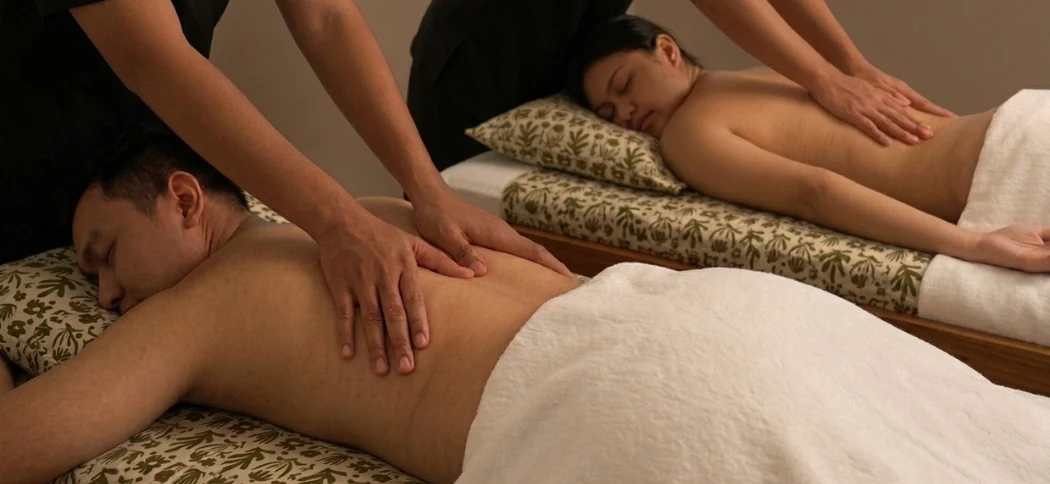 Couple Warm Candle Massage